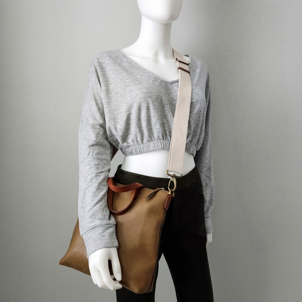 Madewell Transport Neutral Olive Leather Bag With Removable Crossbody Strap - Picture 3 of 16